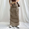 تنورة البضائع الصلبة متعددة الجيوب المخصصة للنساء | تنورة طويلة هاي ستريت فاشن | تنورة هيب هوب بخصر متوسط