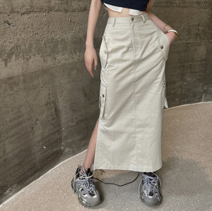 Custom Women's Retro Straight Workwear Skirt | Hot Girl High Waist Skirt | Split A Word Bag Hip Midi Skirt