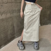 Falda de ropa de trabajo recta retro para mujer personalizada | Falda de cintura alta para chica caliente | Falda midi Split A Word Bag Hip