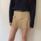 Custom Women's Retro High Waist Slim Twill Skirt | Cotton A-Line Skirt | American-Style Overalls Shorts Skirt