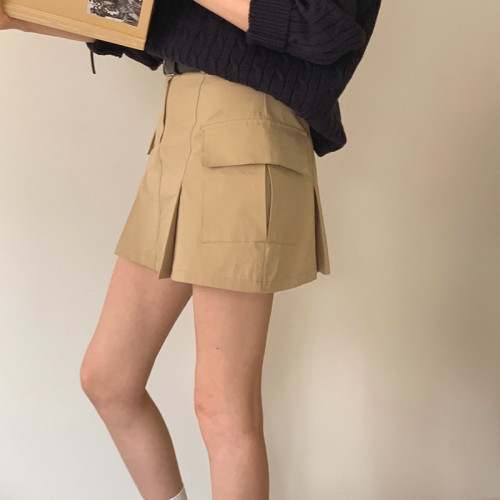Jupe en sergé mince taille haute rétro pour femme personnalisée | Jupe trapèze en coton | Salopette à l'américaine Short Jupe