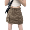 Falda HiP Hop de High Street para mujer personalizada | Falda corta de moda de color sólido | Falda cargo con múltiples bolsillos