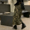 Custom Women's Retro Camouflage Denim Skirt | Autumn High Waist Skirt | Custom Women's Tooling Mid-Length A-Line Skirt