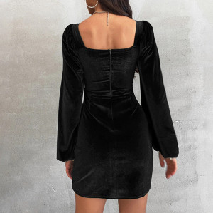 2022 nouvelles robes sexy de vente chaude | Robe en velours avec sac à bandoulière creuse pour femmes | Robe pour femme à la mode automne et hiver