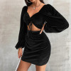 2022 nuevos vestidos sexy de venta caliente | Vestido de terciopelo con correa hueca para mujer | Vestido de mujer de moda de otoño e invierno