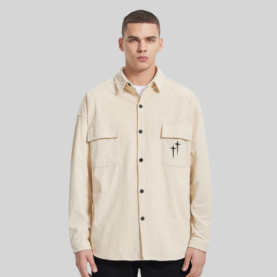 Custom Men's Corduroy Shirt| Custom Autumn New Loose Casual Shirt| Wholesale Embroidery Long-sleeved  Shirt