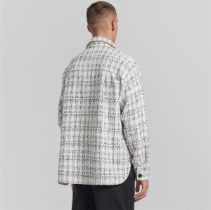 Custom Men's Plaid Shirt| Custom High Street Autumn Casual Loose Shirt| Wholesale Tweed Woven Shirt