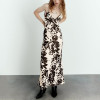 New Women's DGT Print Dress| Sexy Condole Belt Dress For Lady| Silk Satin Fell Floral Print Dress