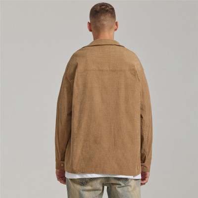 Custom Men's Waffle Double Pocket Shirt| Custom Long-sleeved Shirt | Wholesale  American Street Shirt