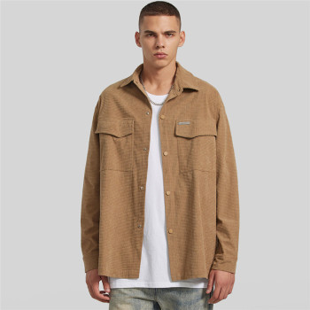 Custom Men's Waffle Double Pocket Shirt| Custom Long-sleeved Shirt | Wholesale  American Street Shirt