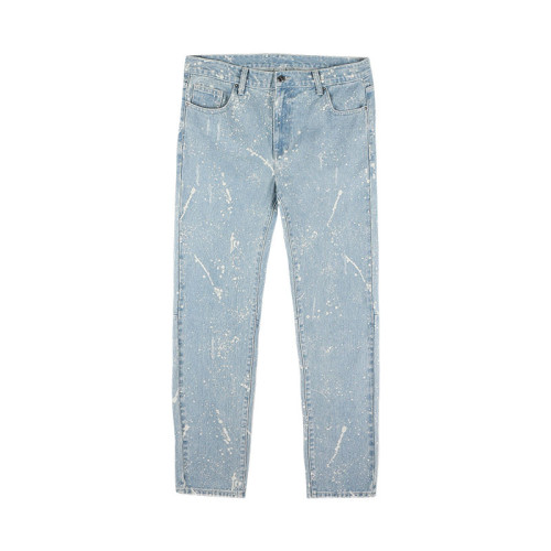 Jeans rectos sueltos de hip-hop americano para hombres personalizados | Pantalón High Street de la marca New Trendy | Pantalones casuales con salpicaduras de tinta