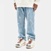 Benutzerdefinierte Herren American Hip-Hop Loose Straight Jeans | Neue trendige Marke High Street Hose | Lässige Ink Splash Hose