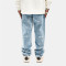 Custom Men's American Hip-Hop Loose Straight Jeans | New Trendy Brand Custom High Street Jeans | Casual Ink Splash Pants