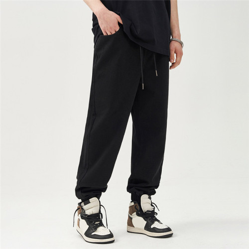 Jeans noirs printemps-été pour hommes personnalisés | Tendance Loose Casual Leggings | Nouveau pantalon All-Match High Street