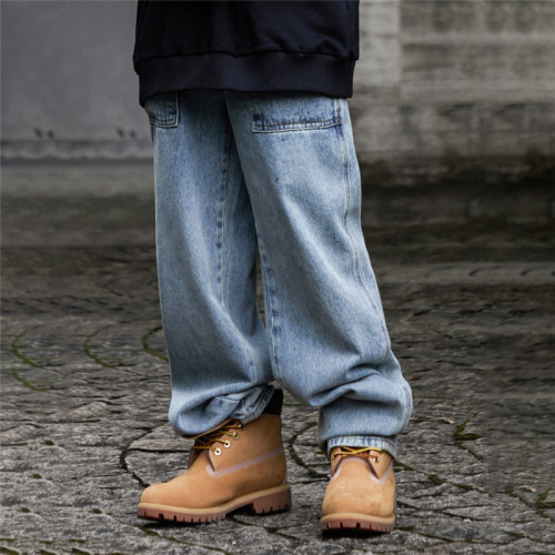 Maßgeschneiderte gerade, lockere Jeans mit weitem Bein für Herren | Street Tooling Wischhose | Jeanshose der Marke Tide