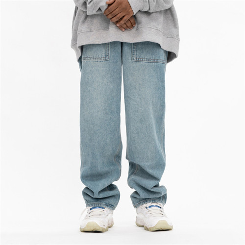 Jeans larges et droits pour hommes personnalisés | Pantalon de vadrouille Street Tooling | Pantalon en denim de marque Tide