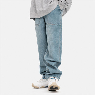 Jeans larges et droits pour hommes personnalisés | Pantalon de vadrouille Street Tooling | Pantalon en denim de marque Tide