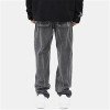 Vieux jeans délavés à jambes larges pour hommes personnalisés | Pantalon décontracté de marque American Retro Tide | Pantalon ample noir hip-hop