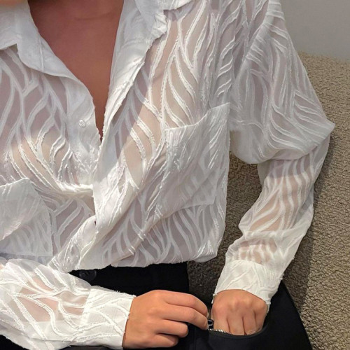 Chemises en mousseline de soie françaises pour femmes | Chemises de conception de section mince en perspective personnalisées | Vente en gros Chemises Texturées