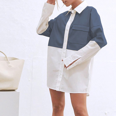 Custom Women's Stitched PU Leather Shirts| Custom Loose Mid-length Shirts| Wholesale Long-sleeved Shirts