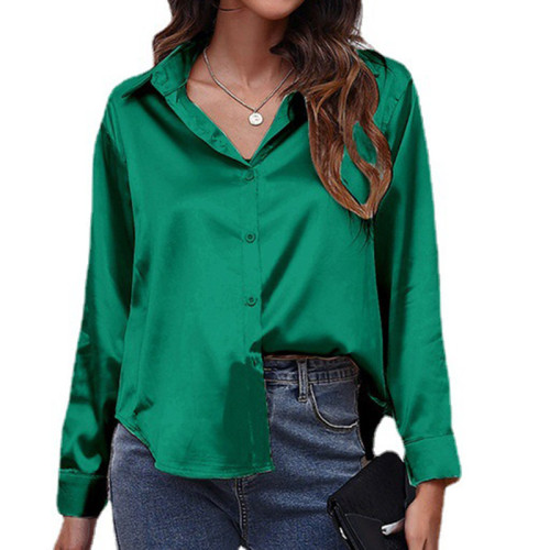 Satin-Hemden der benutzerdefinierten Frauen| Kundenspezifische langärmlige Hemden| Großhandel Modehemden