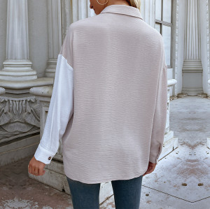 Benutzerdefinierte Damen-Stitching-Kontrastfarben-Shirts| Kundenspezifische neue Mode-Hemden| Lose Freizeithemden im Großhandel