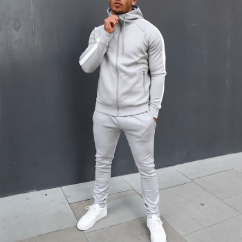 Custom Men's Fashion Tracksuit| Europe And USA Men's New Autumn And Winter Suits Hooded Stitching Running Training Fitness Youth Sports Suits For Men