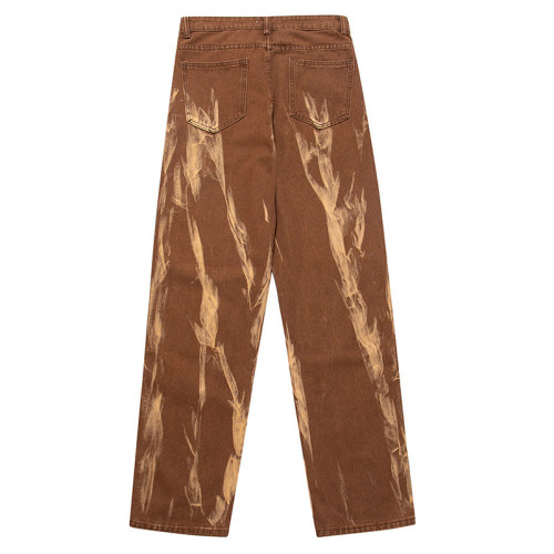 Benutzerdefinierte Herrenmode Trainingsanzug| Batik-Jeansanzug für Herren American Vibe Trend Baggy Jeansjacke Lässige Hose mit geradem Bein für Herren