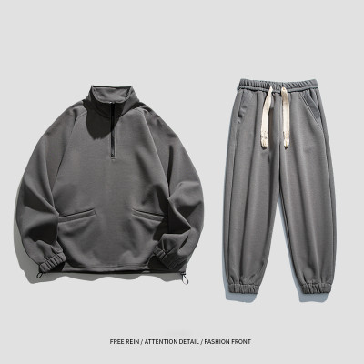 Custom Men's Fashion Tracksuit| Autumn&Winter Casual Suit| Men's Half Zipper Stand Collar Jacket| Ankle Banded Pants For Men