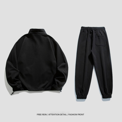 Custom Men's Fashion Tracksuit| Autumn&Winter Casual Suit| Men's Half Zipper Stand Collar Jacket| Ankle Banded Pants For Men