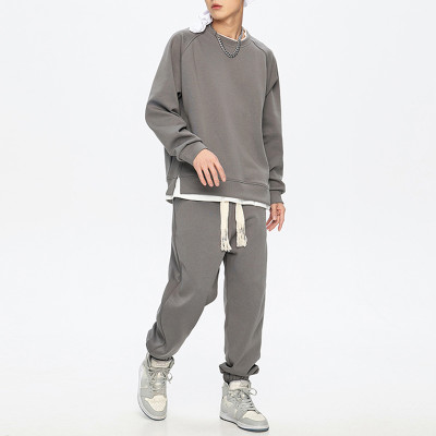 Custom Men's Fashion Set| Autumn&Winter 2022 New American Sweatsuit| Men Loose Casual Sweasuit Without Hood| Side Triangle Seam Design Sweatsuit