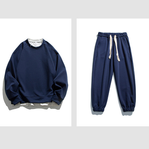 Custom Men's Fashion Set| Autumn&Winter 2022 New American Sweatsuit| Men Loose Casual Sweasuit Without Hood| Side Triangle Seam Design Sweatsuit
