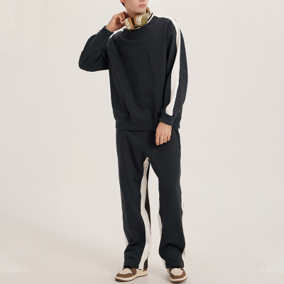 Custom Men's Fashion Sweatsuit| 2022 Autumn&Winter Casual Sweatsuit| Men Cool High Street Sweasuit Without Hood| Side Stripe Design Sweatsuit For Men