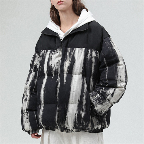 Benutzerdefinierte Damenmode Mantel| Jacke mit Puffer-Effekt aus Baumwolle| Cardigan mit Batik-Reißverschluss und Kapuze| 2022 Winter Trendiger Mantel für Frauen