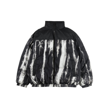 Custom Women's Fashion Coat| Cotton Puffer Effect Jacket| Tie-dye Zipper Cardigan With Hood| 2022 Winter Trendy Coat For Women
