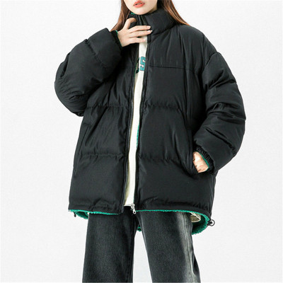 Custom Women's Fashion Coat| Lamb Wool Stand Collar Jacket| Tie-dye Zipper Cardigan With Pure Color| 2022 Winter Trendy Coat For Women