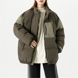 Benutzerdefinierte Damenmode Mantel| Jacke aus Baumwolle mit Stehkragen | Gespleißte Strickjacke mit farbigem Reißverschluss und Brusttasche| 2022 Winter Trendiger Mantel für Frauen