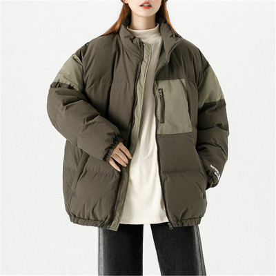 Custom Women's Fashion Coat| Cotton Stand Collar Jacket| Splicied Color Zipper Cardigan With Chest Pocket| 2022 Winter Trendy Coat For Women