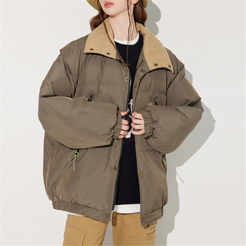 Manteau de mode pour femme personnalisé | Veste coupe-vent à col montant| Cardigan zippé avec col en laine | Manteau tendance d'hiver 2022 pour femmes