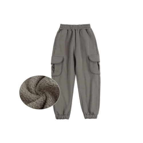 Pantalon cargo personnalisé pour enfants | 2022 Nouveau pantalon de jogging épais d'hiver Disign | Pantalon cargo en laine d'agneau chaude 100% coton pour enfant