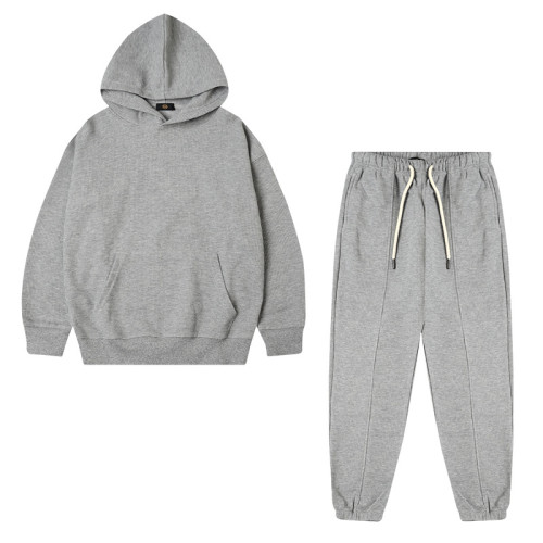 Custom Kid Streetwear Sport Casual Hoode Set | Trendy Solid Color Set | High Street Hoodie Two Pieces Set