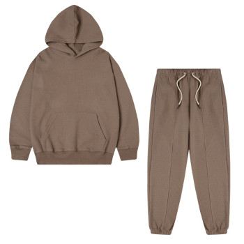 Custom Kid Streetwear Sport Casual Hoode Set | Trendy Solid Color Set | High Street Hoodie Two Pieces Set