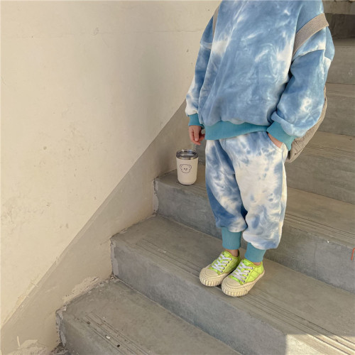 Custom Kid Tie Dye Casual Hoodie Set | Sport Loose High Street Set | Hip Hop Dance Hoodie Two Pieces Set