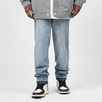 Custom Men's Raw Edge Jean Pants| Custom Spring And Autumn Jean Pants| Wholesale American Casual Jean Pants