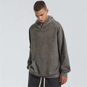 Custom Men's Black Suede Hooded | Sweater Tide Brand All-Match Hoodie | Autumn Winter American High Street Loose Top