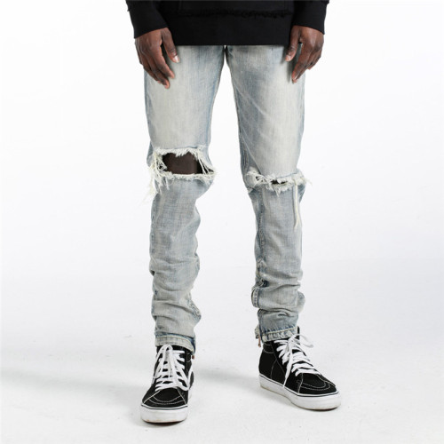 Custom Men's Hip-hop Jean Pants| Custom American High Street Jean Pants| Wholesale Slim Jean Pants
