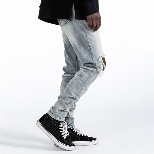 Custom Men's Hip-hop Jean Pants| Custom American High Street Jean Pants| Wholesale Slim Jean Pants