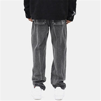 Custom Men's Washed Jean Pants| Custom Straight Wide-legged Jean Pants| Wholesale American Retro Jean Pants