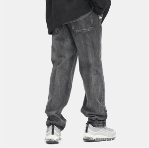 Custom Men's American Retro Jean Pants| Custom Straight Loose Jean Pants| Wholesale Casual Washed Jean Pants