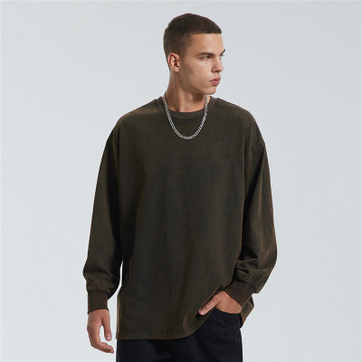 Custom Mens Acid Wash Sweatshirts| Long Sleeve Retro High Street Sweatshirts For Men| Hip Pop Men's Swertshirts